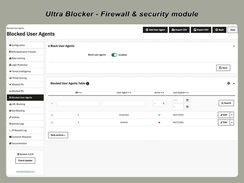 xtdblocker - Ultra Blocker Security Module for PrestaShop - PrestaShop module by Extendo Modules