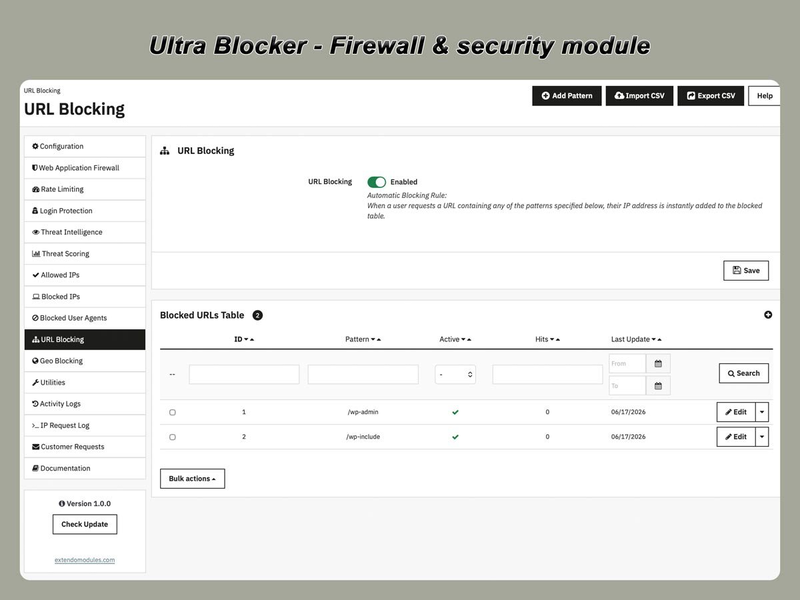 xtdblocker - Модуль безпеки Ultra Blocker для PrestaShop - Модуль PrestaShop від Extendo Modules