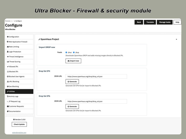 xtdblocker - Modulo di sicurezza Ultra Blocker per PrestaShop - Modulo PrestaShop di Extendo Modules