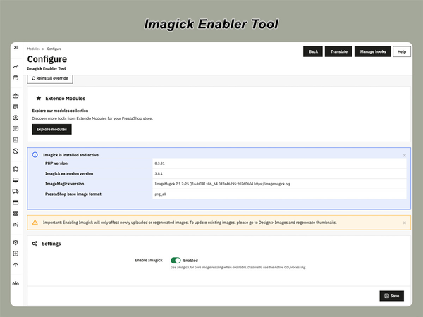 xtdimagick - Módulo de herramienta habilitadora de Imagick - Módulo PrestaShop de Extendo Modules