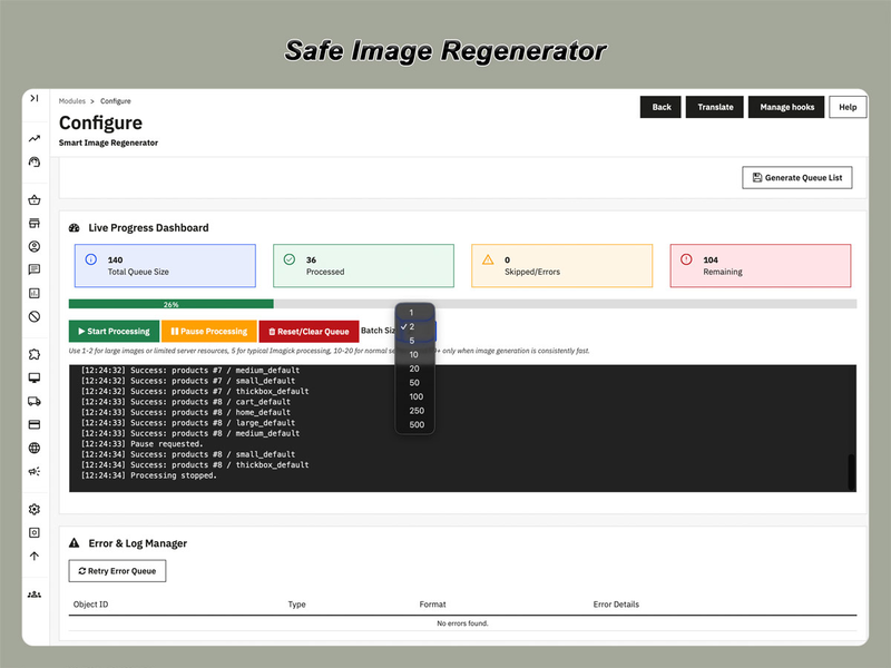 xtdimageregen - Безпечний регенератор зображень - Модуль PrestaShop від Extendo Modules