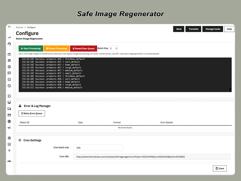 xtdimageregen - Безпечний регенератор зображень - Модуль PrestaShop від Extendo Modules