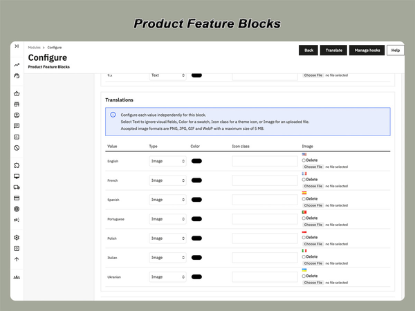xtdfeatureblocks - Módulo de bloques de características del producto - Módulo PrestaShop de Extendo Modules