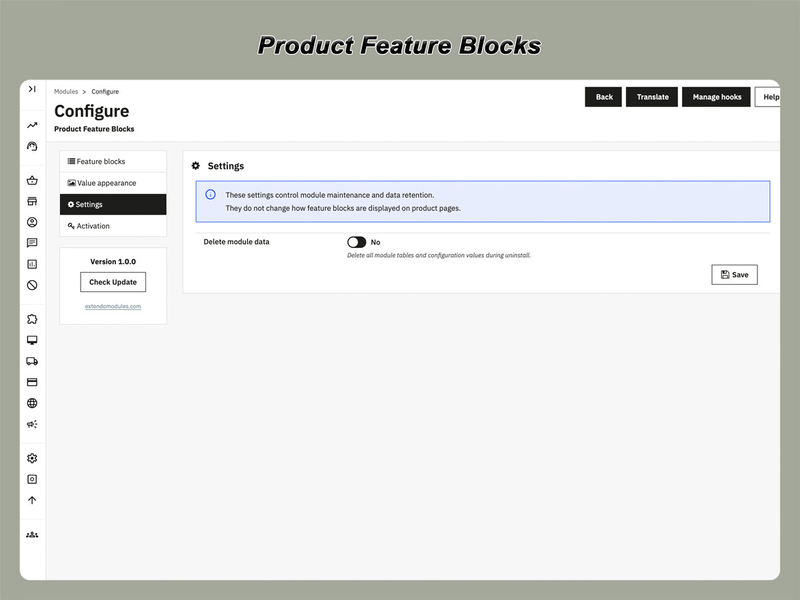 xtdfeatureblocks - Módulo de blocos de recursos do produto - Módulo PrestaShop da Extendo Modules