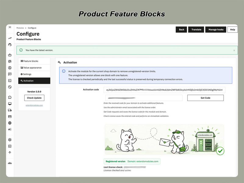 xtdfeatureblocks - Модуль Блоки Характеристик Продукту - Модуль PrestaShop від Extendo Modules