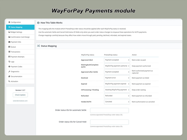 xtdwayforpay - WayForPay Payments module - PrestaShop module by Extendo Modules