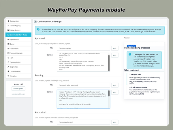 xtdwayforpay - Moduł płatności WayForPay - moduł PrestaShop firmy Extendo Modules