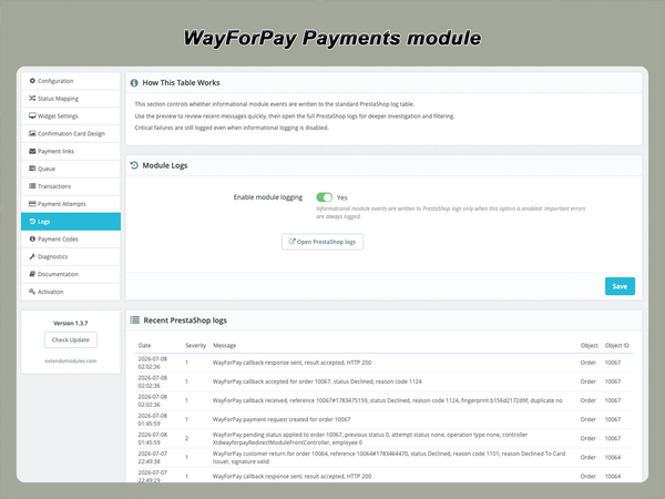 xtdwayforpay - Moduł płatności WayForPay - moduł PrestaShop firmy Extendo Modules