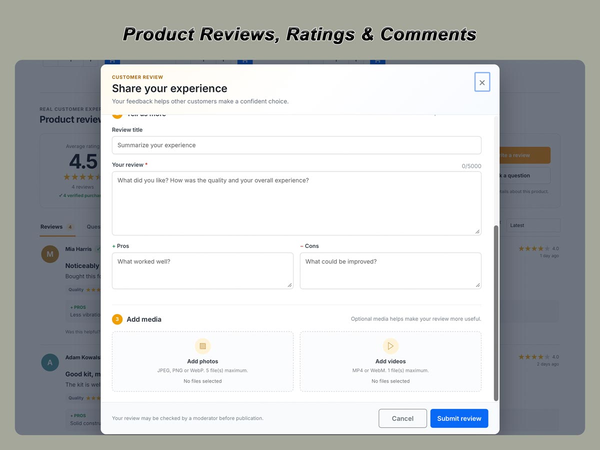 PrestaShop Product Reviews Module with Ratings & Q&A