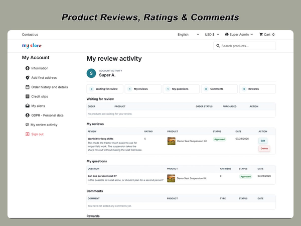 Modulo di recensioni prodotti PrestaShop con valutazioni e domande e risposte