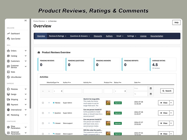 PrestaShop Product Reviews Module with Ratings & Q&A