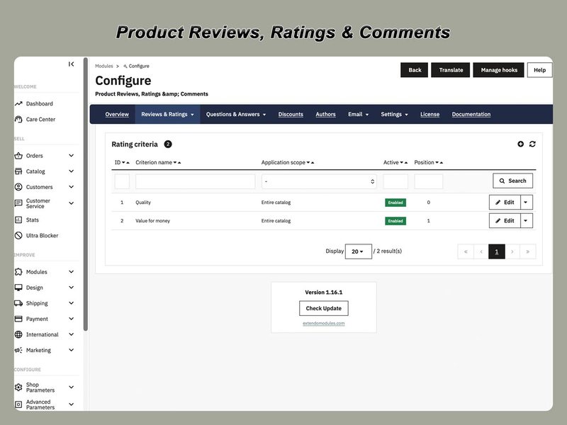 PrestaShop Product Reviews Module with Ratings & Q&A