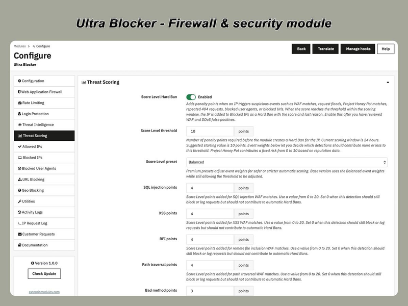 xtdblocker - Module de sécurité Ultra Blocker pour PrestaShop - Module PrestaShop par Extendo Modules