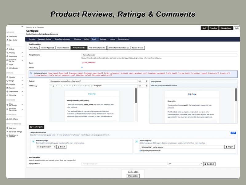 Modulo di recensioni prodotti PrestaShop con valutazioni e domande e risposte