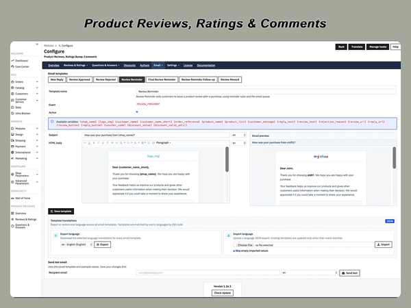 Modulo di recensioni prodotti PrestaShop con valutazioni e domande e risposte