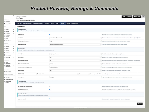 Modulo di recensioni prodotti PrestaShop con valutazioni e domande e risposte